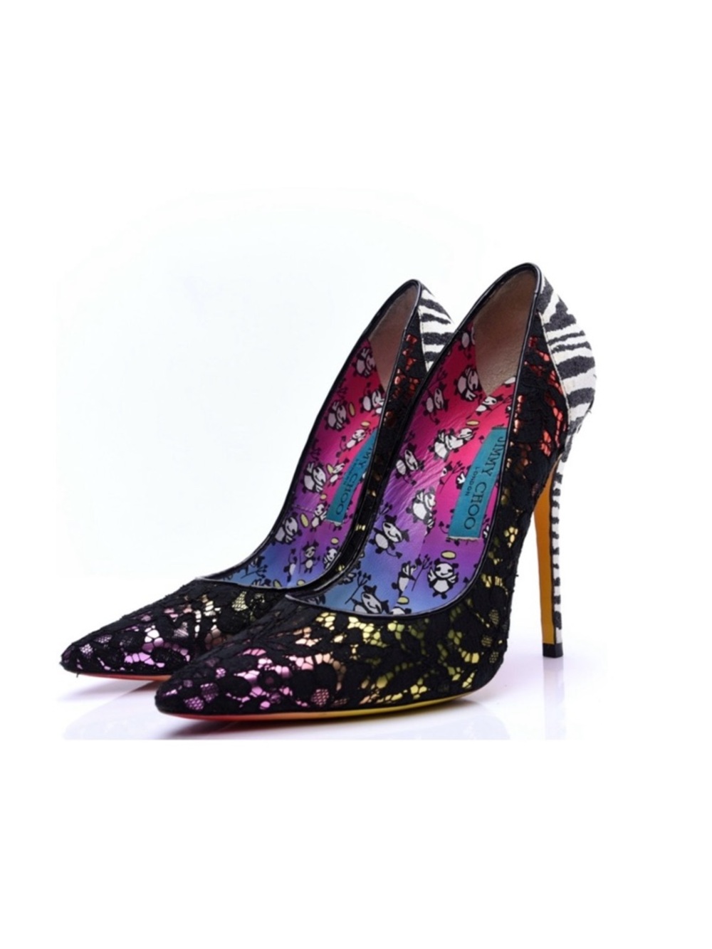Jimmy Choo by Rob Pruitt Anouk Metallic Lace Pumps Size 38